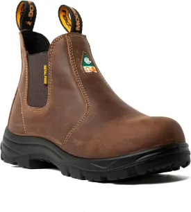 Women's ASTM & CSA Certified Composite Toe Chelsea Work Boots  100% Leather, Lightweight, I/C/EH/PR/ESR, Oil/Slip/Heat Resistant, Rubber Outsole, Safety Boots 666