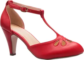 Women's Low Heels Mary Jane Pumps - Adorable Vintage Shoes- Unique Round Toe Design with an Adjustable T Strap