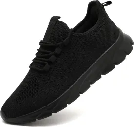 Womens Tennis Running Shoes Walking Comfortable Slip On Breathable Non Slip Athletic Gym Workout Cross Training Fashion Sneakers,Black,Size 8.5