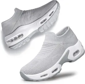 YHOON Women's Walking Shoes Slip-on - Sock Sneakers Ladies Nursing Work Air Cushion Mesh Casual Running Jogging Shoes